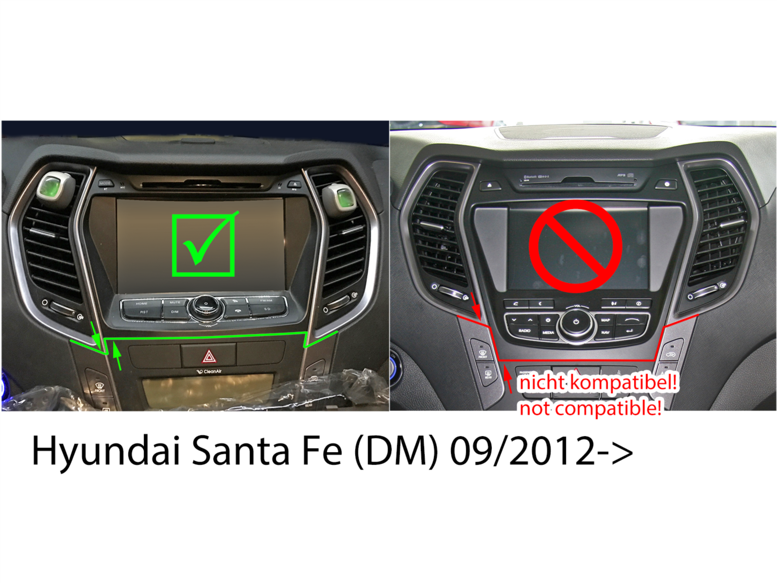 ACV 281143-25 | 1-DIN Inbouwframe | Hyundai | Santa Fe 2012-2018